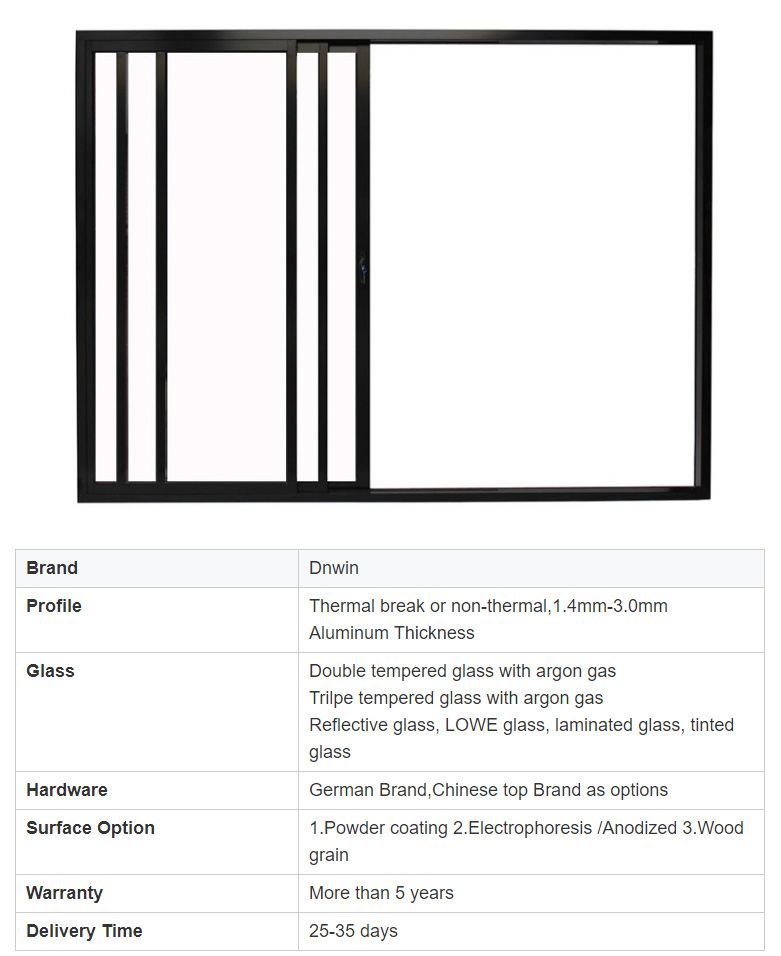 Modern Style Residence Patio Aluminium Double Glass Casement Sliding Doors and Windows