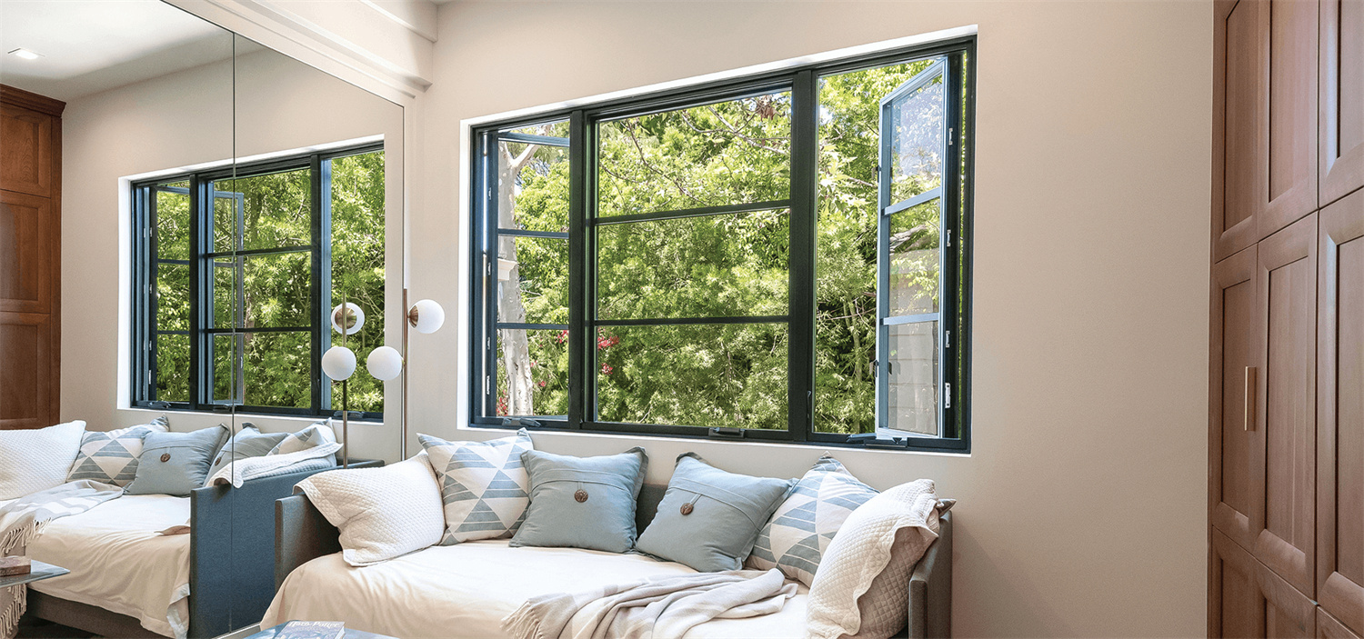 New style high end tempered glass soundproof aluminum casement swing glass window for home
