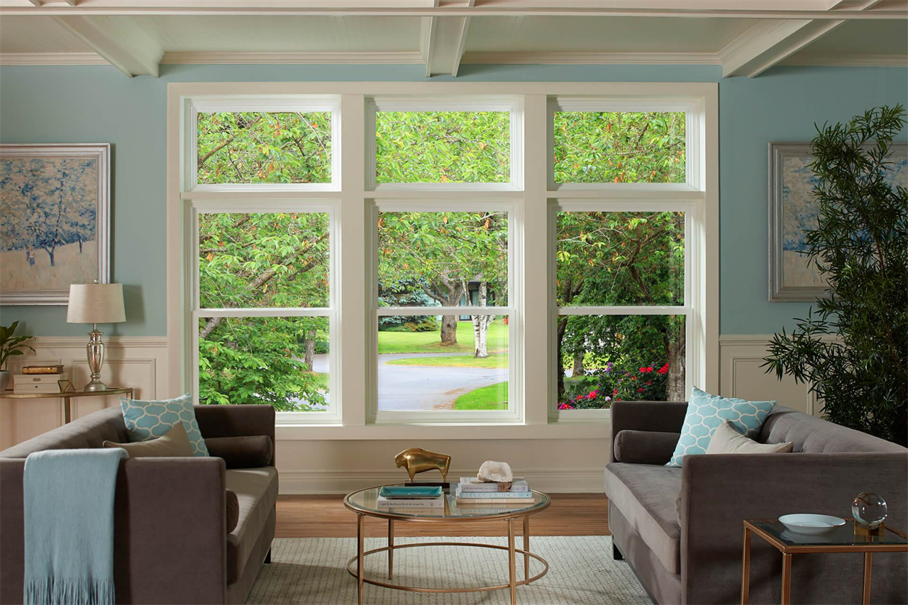 High end modern design villa aluminium insulated double hung double pane windows grills
