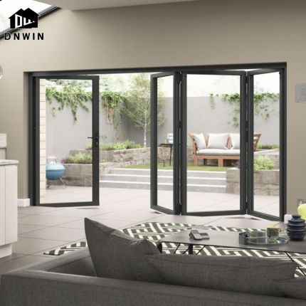 Custom European Style Villa Modern Design Patio Aluminum Tempered Glass Folding Doors