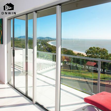 American Style Building Entrance Aluminium Tempered Glass Casement Front Door