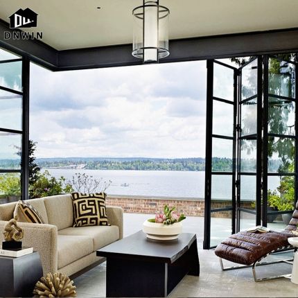 Custom villa modern style aluminium hurricane proof folding glass door