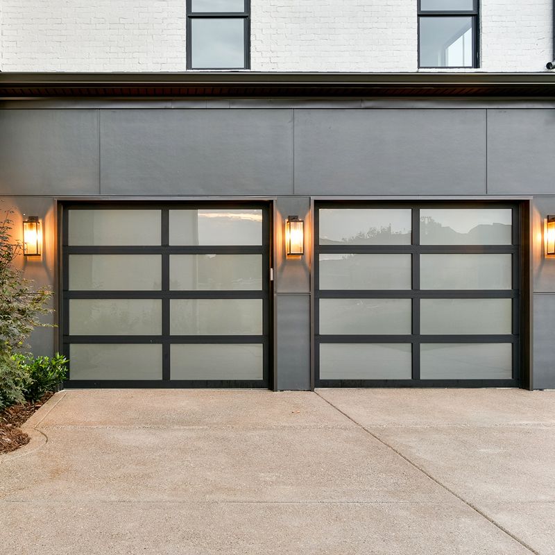 white aluminum garage door