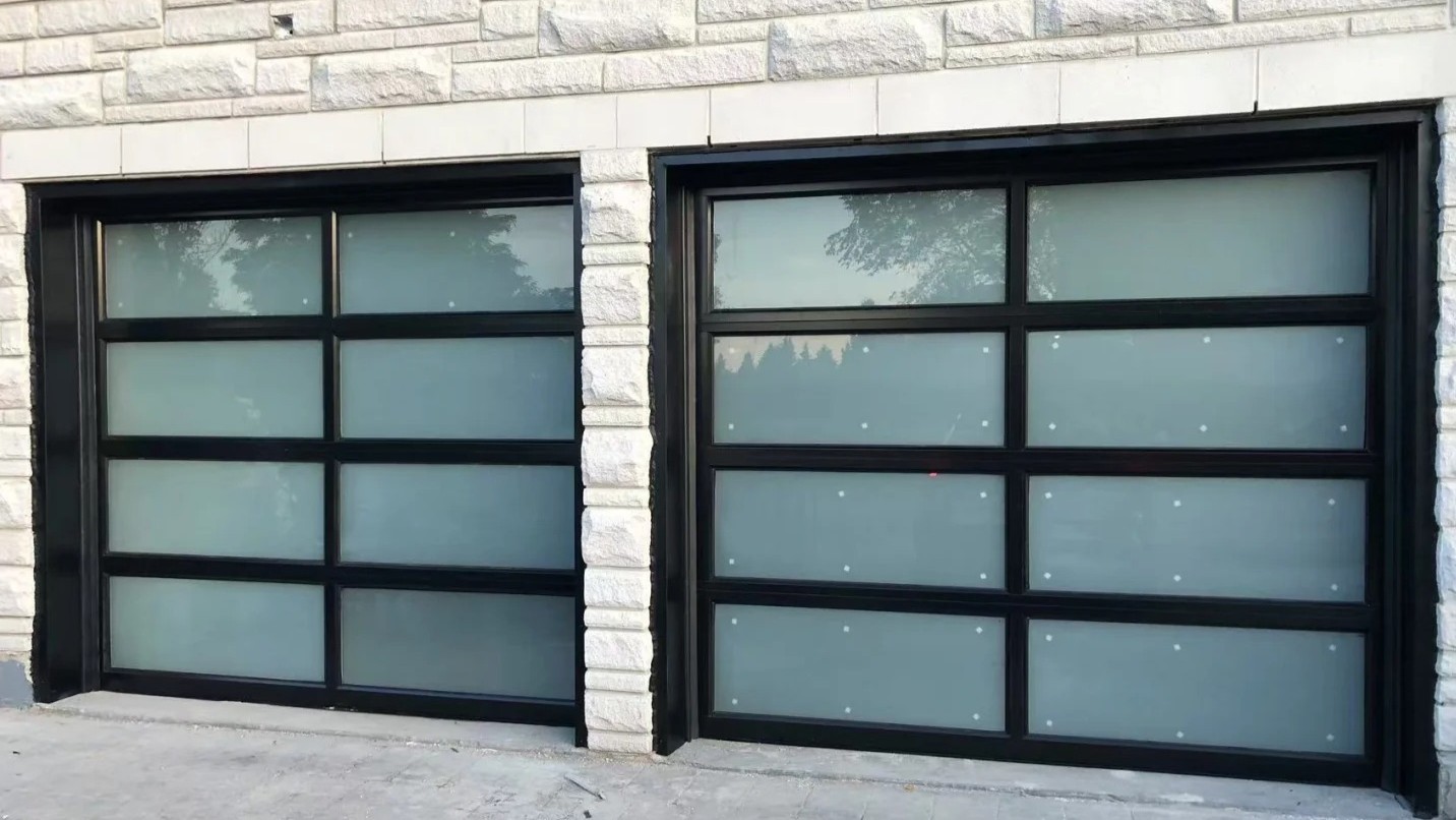 garage door with glass panels